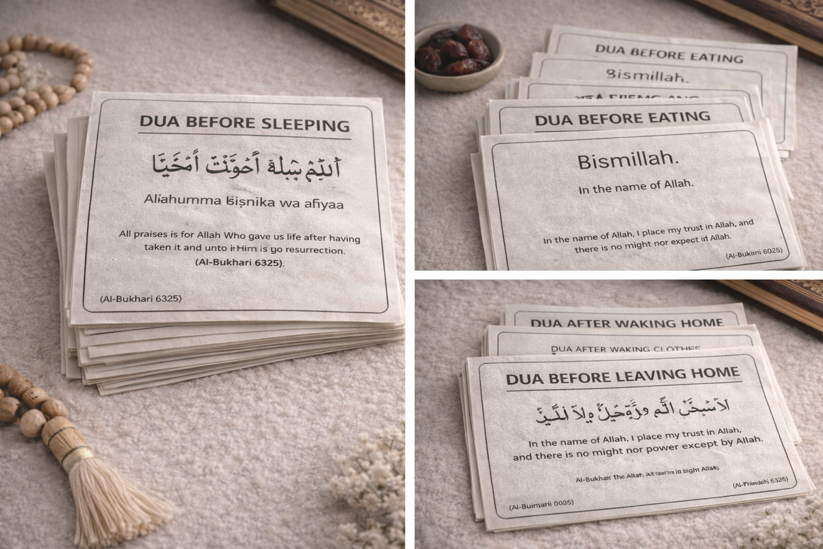 12 Daily Duas for Every Home – English Sticker Set